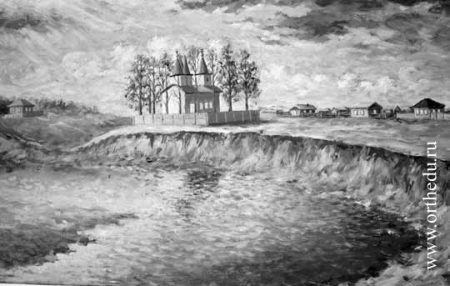 Искитим. Вид с реки на церковь в Койново. 1927 г.